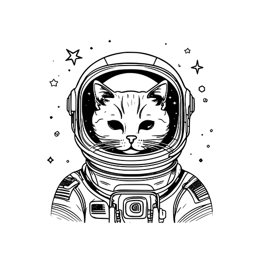 卡通猫咪头像宇航员猫咪印花素材戴头盔的猫男装印花素材