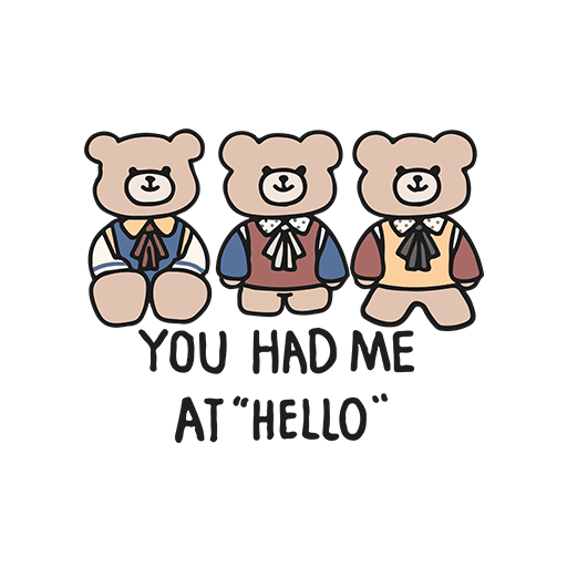 可爱卡通小熊图案三只小熊手写英文字母图案女装印花素材