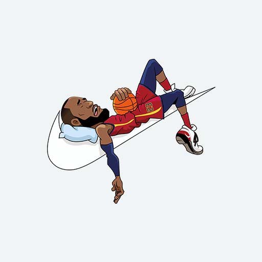 篮球人物矢量耐克勾图案卡通男人矢量倒勾睡觉的篮球人物